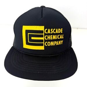 Vintage Cascade Chemical Company Black and Yellow Yupong Men's Trucker Hat